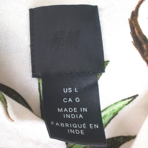 H&M Tropical Coconut Print Mens Button Shirt Size L - Picture 3 of 6